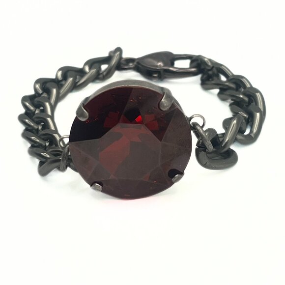 Handcrafted Large Siam Red Swarovski Crystal Chunky Chain Bracelet - Luxury Look - Picture 4 of 9